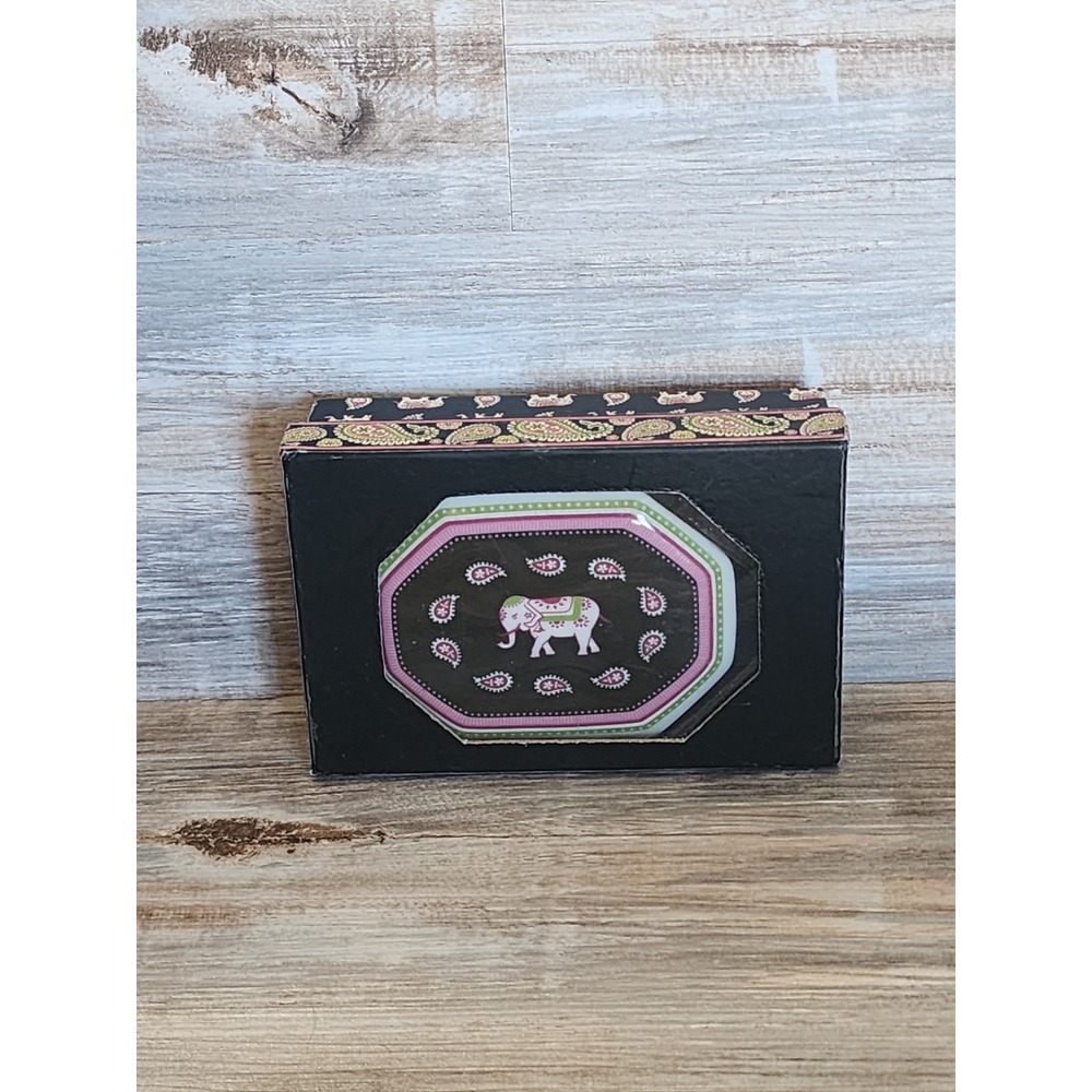 Vera Bradley My Home Collection Pink Elephants‎ Vanity  Trinket Box 4" X 3"